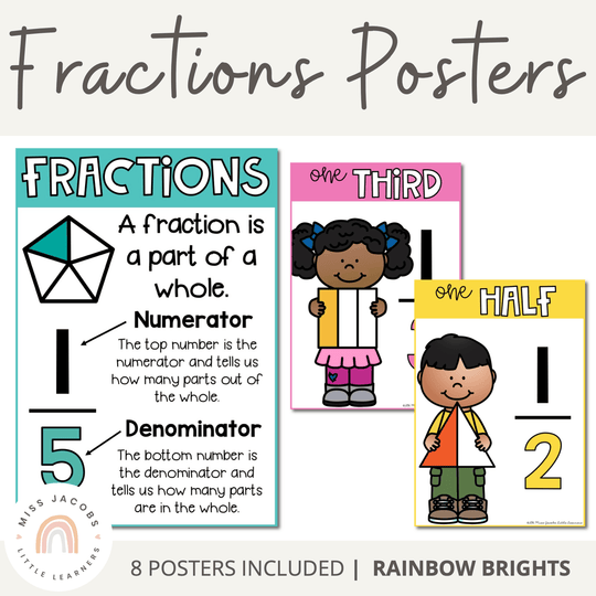 Fractions Posters | Rainbow Theme