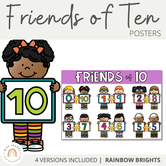 Friends of 10 | Rainbow Brights Classroom Decor