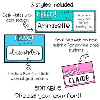 Goals Desk Mat and Name Tags | Rainbow Brights - Miss Jacobs Little Learners