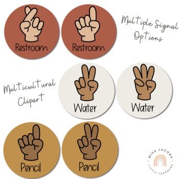 Hand Signals Posters | Desert Neutrals Classroom Decor | EDITABLE | BOHO VIBES - Miss Jacobs Little Learners
