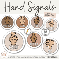 Hand Signals Posters | OMBRE NEUTRALS Classroom Decor | EDITABLE ...