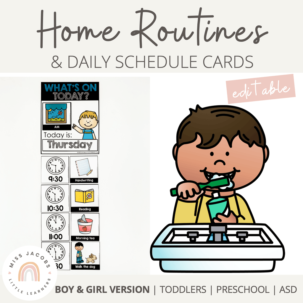 daily routine picture cards for children