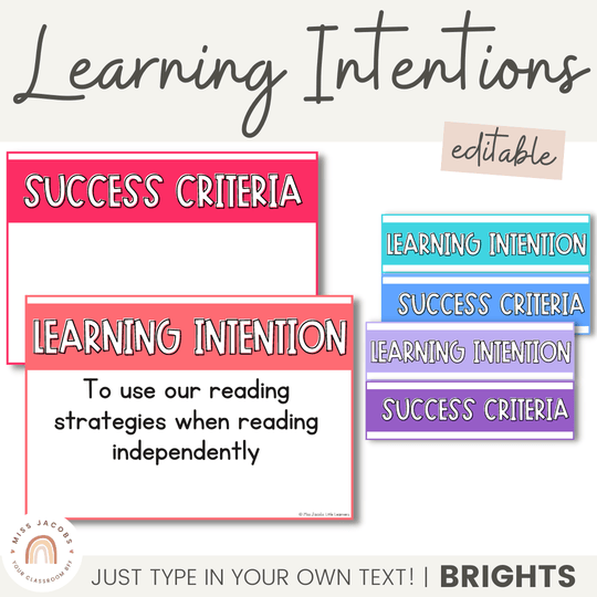 Learning Intentions | BRIGHTS | Editable