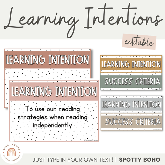 Learning Intention and Success Criteria Display - Spotty Boho Decor