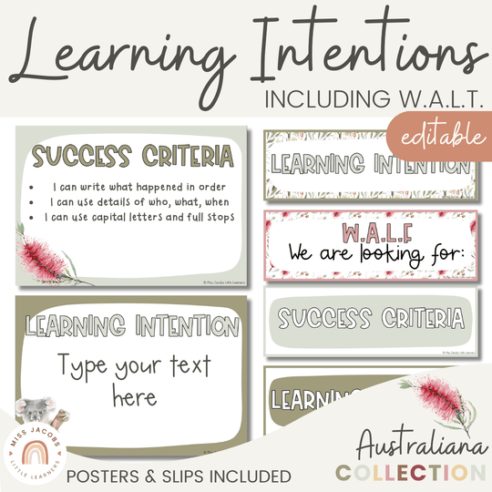Learning Intention and Success Criteria Display - Australiana Decor