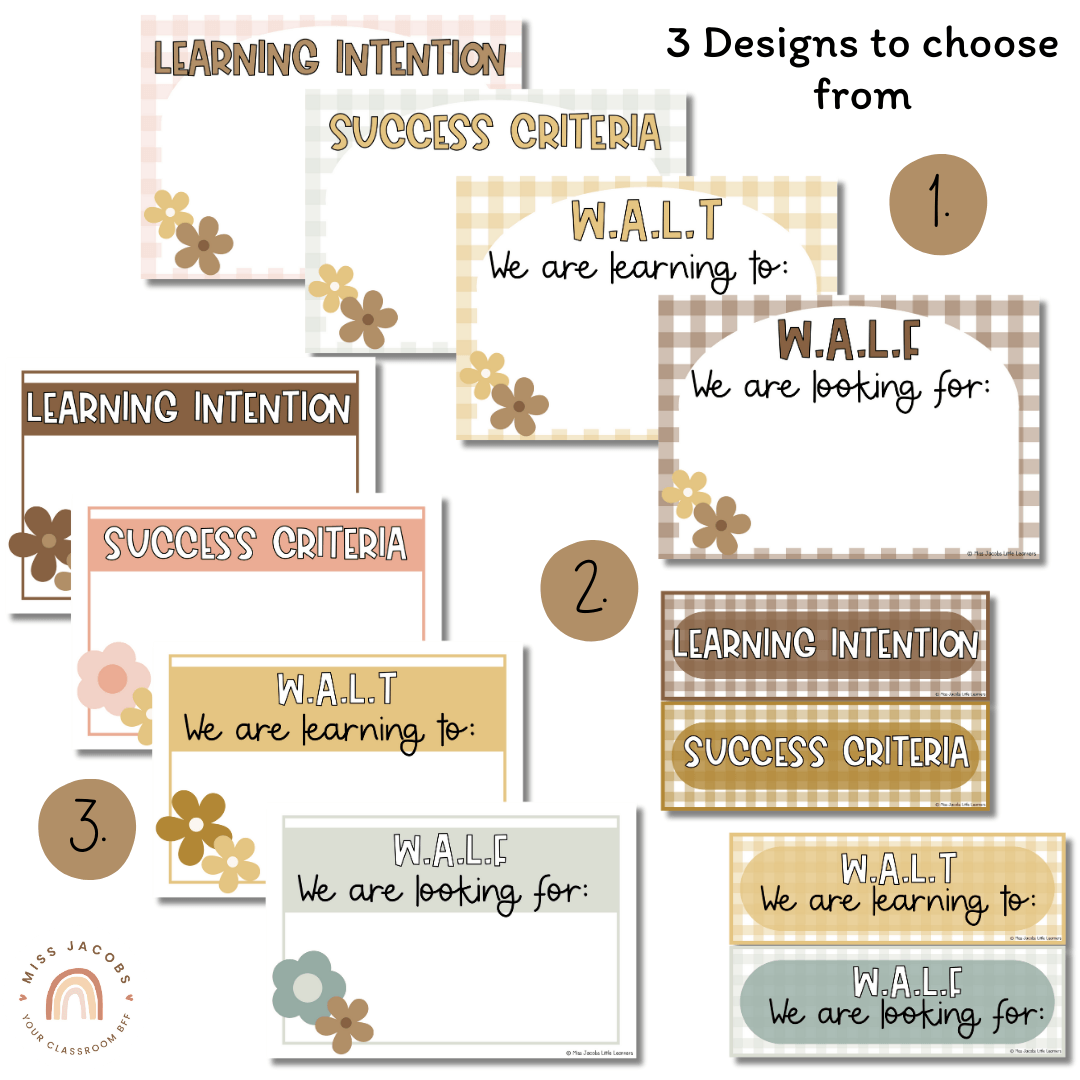 Design Learning Intentions Learning Intentions & Success Criteria Posters | WALT and WALF | Daisy ...