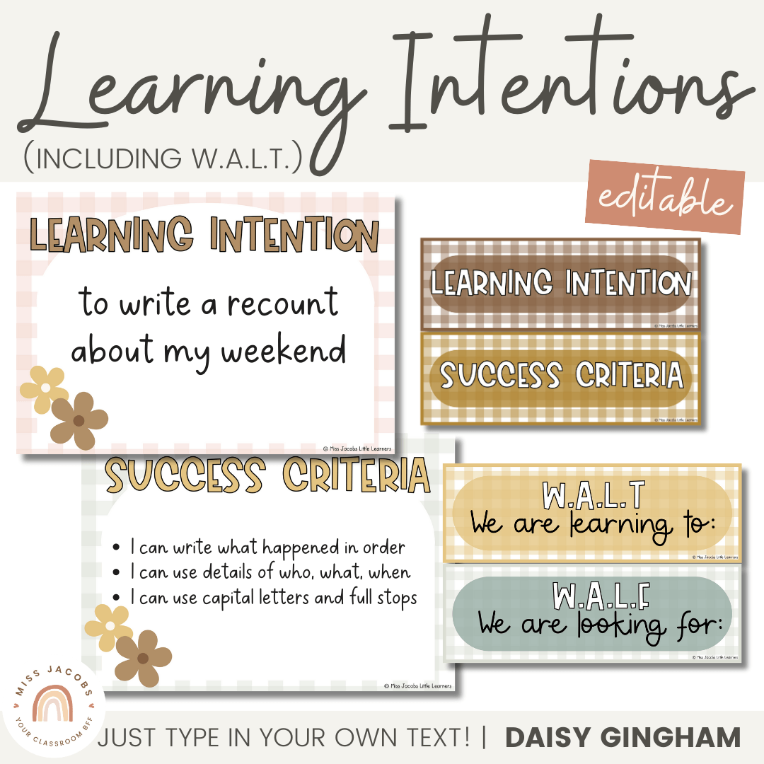 Learning Intention Lesson Plan Learning Intentions & Success Criteria Posters | WALT and WALF | Daisy ...