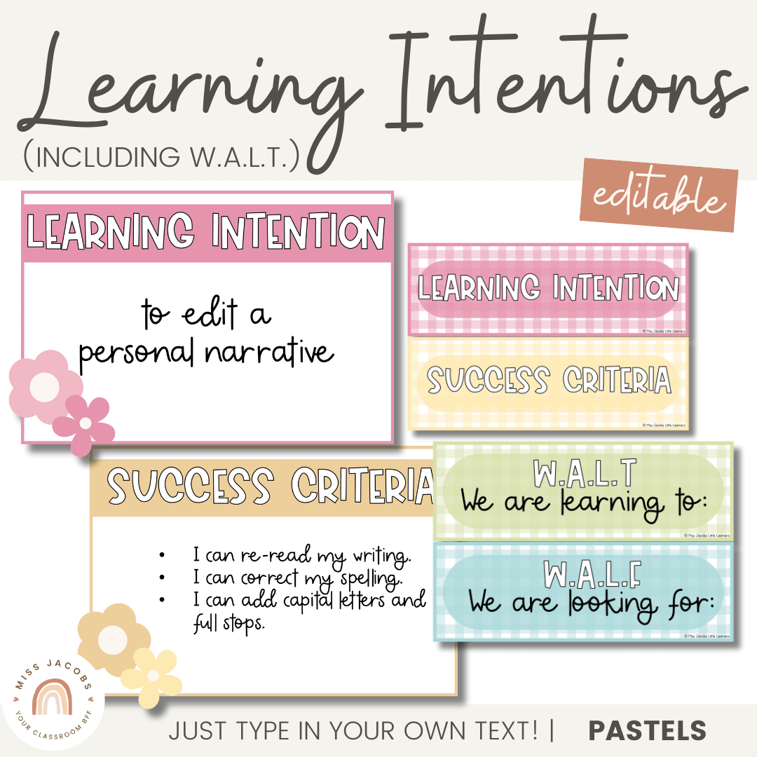 Learning Intentions & Success Criteria Posters | WALT and WALF | Daisy ...