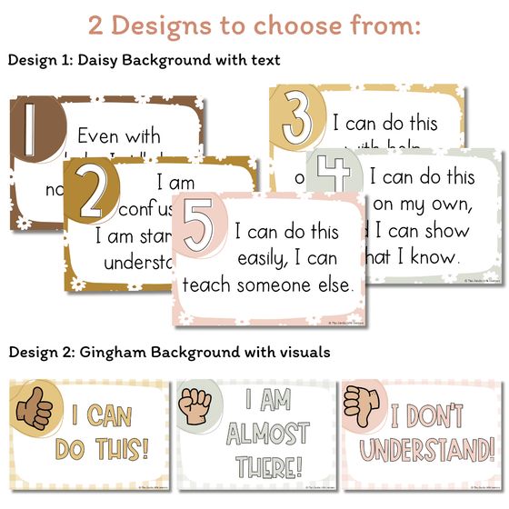 Levels of Understanding | Daisy Gingham Neutral Classroom Decor | Editable - Miss Jacobs Little Learners