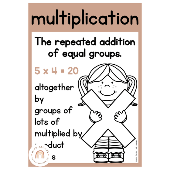Math Operations Posters | Ombre Neutral Math Classroom Decor - Miss Jacobs Little Learners