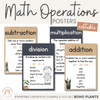Math Operations Posters | Rustic BOHO PLANTS decor - Miss Jacobs Little Learners
