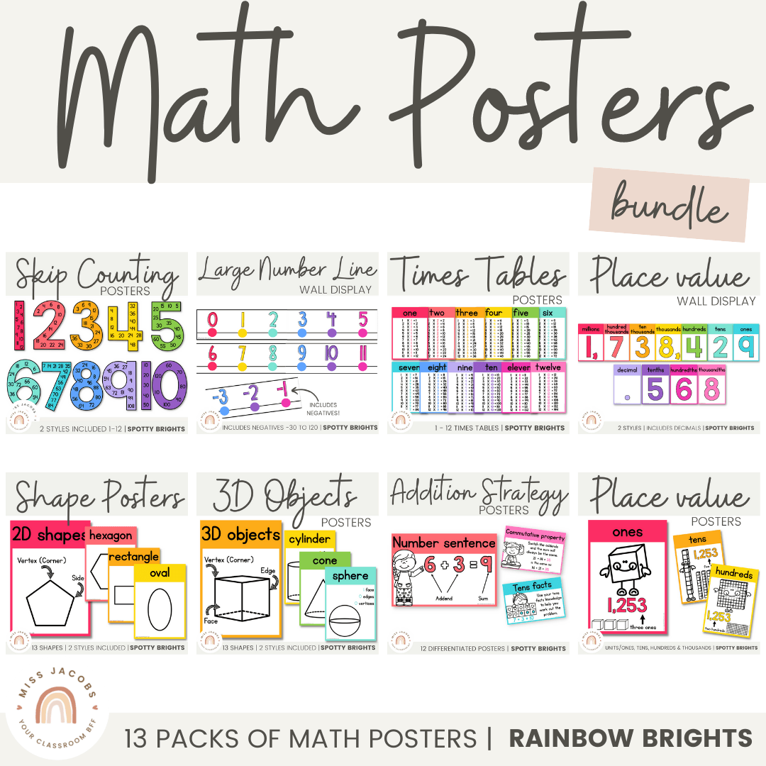 MATH POSTERS BUNDLE | RAINBOW BRIGHTS - Default Title - Miss Jacobs ...