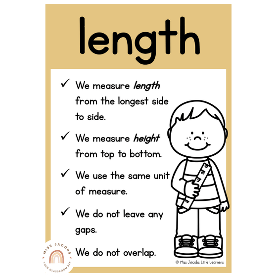 Measurement Posters | Daisy Gingham Neutrals Math Classroom Decor - Miss Jacobs Little Learners
