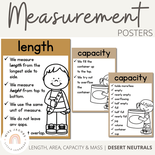 Measurement Posters | DESERT NEUTRALS | Boho Vibes Classroom Decor
