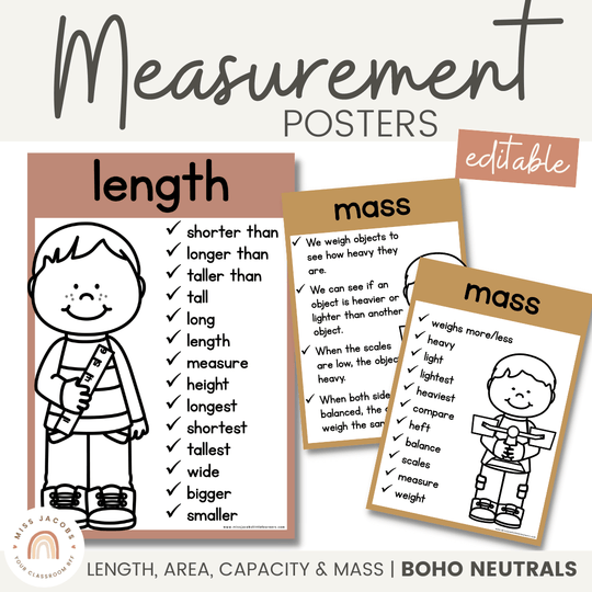 Measurement Posters - Boho Neutrals Theme