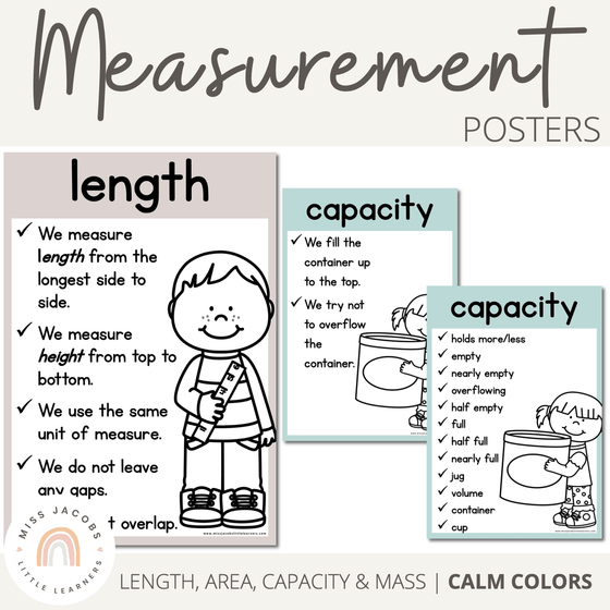 Measurement Posters | MODERN RAINBOW Color Palette | Calm Colors Decor - Miss Jacobs Little Learners