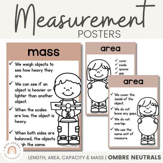 Measurement Posters | Ombre Neutral Math Classroom Decor