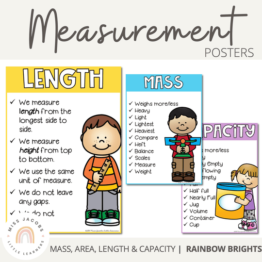 Measurement Posters | Rainbow Classroom Decor