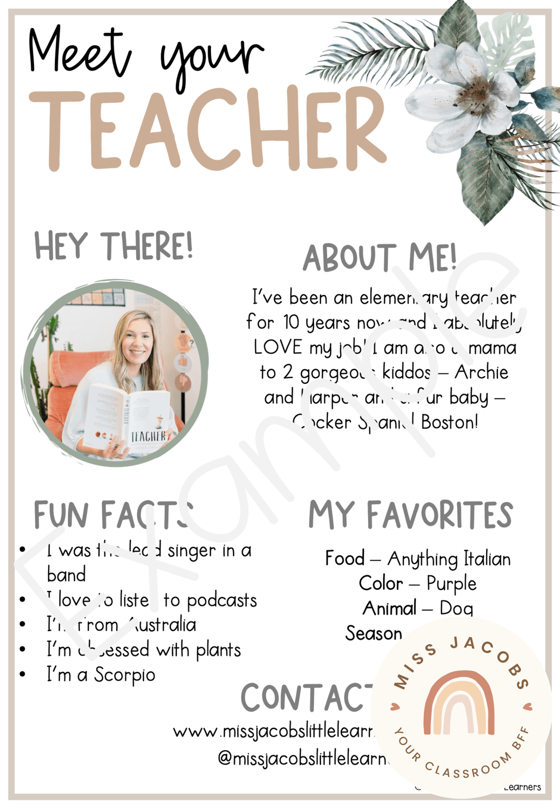 Meet the Teacher Template - Modern Jungle - Default Title