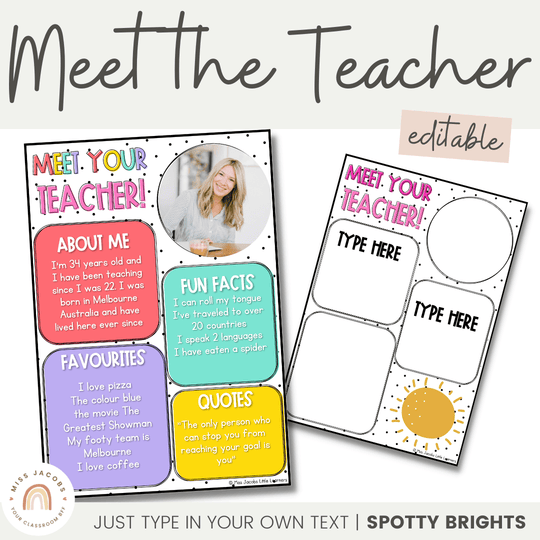 Meet the Teacher Templates - Spotty Bright Decor
