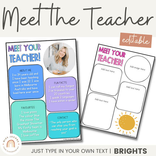 Meet the Teacher Templates | Editable Brights Decor