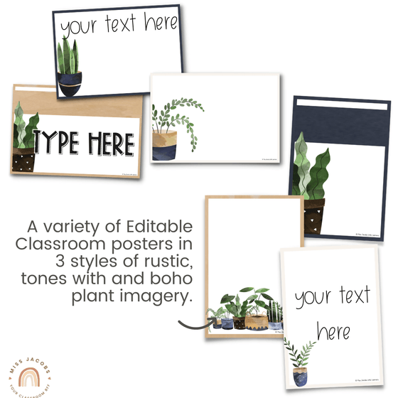 Modern Boho Plants Editable Classroom Posters | Rustic Classroom Decor - Miss Jacobs Little Learners