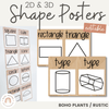 Modern Boho Rustic 2D & 3D Shape Posters | Neutral Classroom Decor | Editable - Miss Jacobs Little Learners