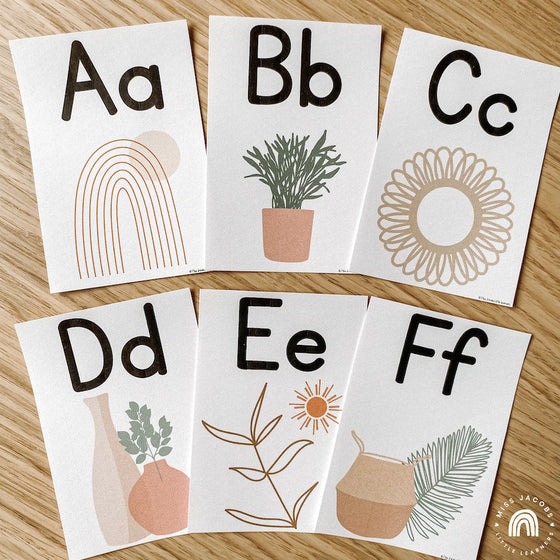 Modern Boho Vibes Alphabet Posters | Neutral Classroom Decor - Miss Jacobs Little Learners