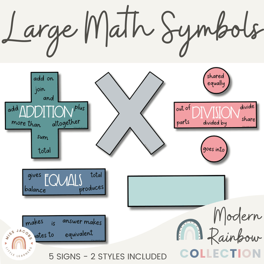 Large Math Symbols - Rainbow Calm Colors