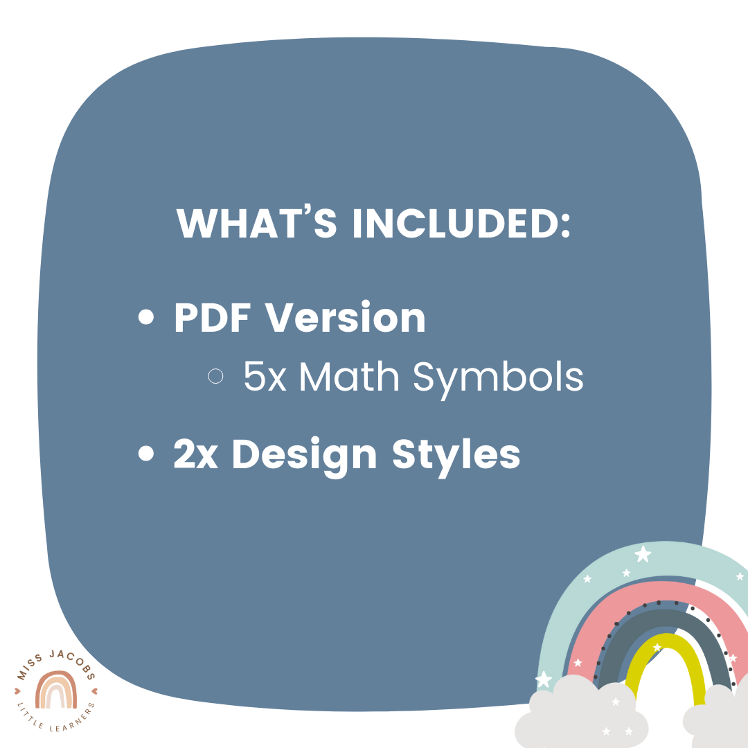 Large Math Symbols - Rainbow Calm Colors