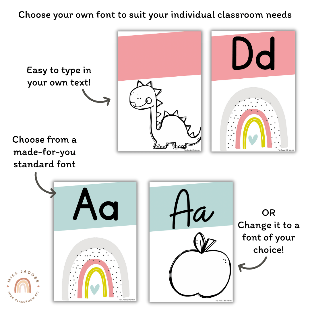 Alphabet Posters Bundle: English, ASL & Auslan Rainbow Classroom Decor ...