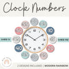 Modern Rainbow Clock Numbers | CALM COLORS Classroom Decor - Miss Jacobs Little Learners