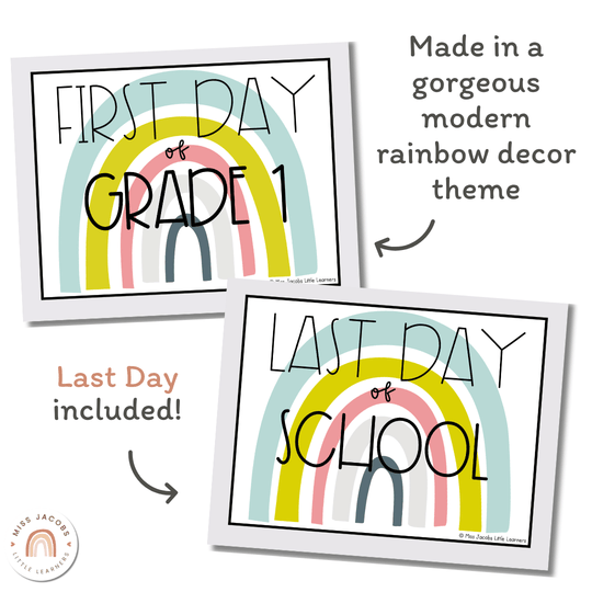 First Day of School Signs - Rainbow Calm Colors Decor