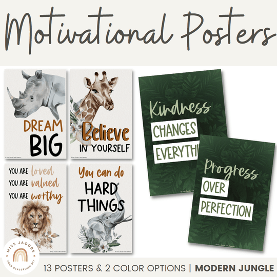 Motivational Classroom Posters - Modern Jungle Decor