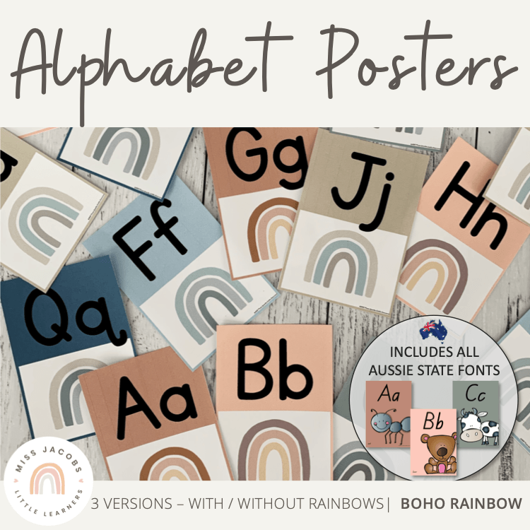 Alphabet Posters - Boho Rainbow - Australian School Fonts - Default ...