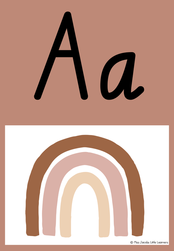 Neutral Boho Rainbow Alphabet Posters with Australian School Fonts - Miss Jacobs Little Learners