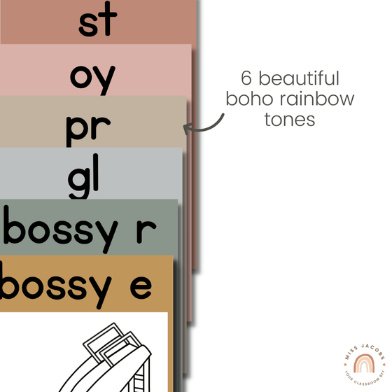 Neutral Toned English Posters Bundle | Boho Colour Palette - Miss Jacobs Little Learners
