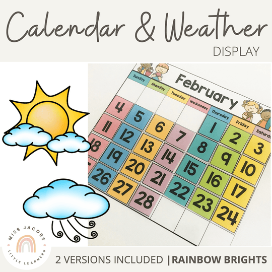 NSW Classroom Calendar and Weather Display | Rainbow Classroom Decor