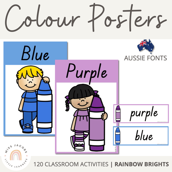 NSW Font Colour Posters | Rainbow Theme - Miss Jacobs Little Learners