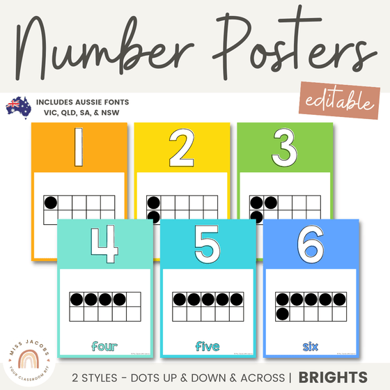 Number Posters | Brights Classroom Decor - Miss Jacobs Little Learners