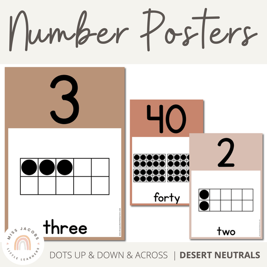 Number Posters | DESERT NEUTRALS | Boho Vibes Classroom Decor