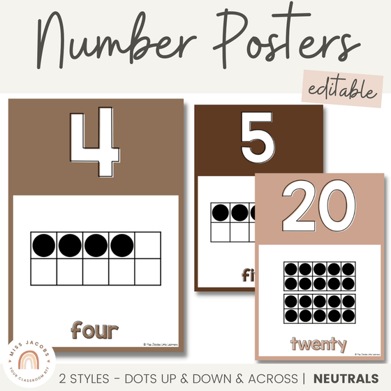 NUMBER POSTERS | OMBRE NEUTRALS - Miss Jacobs Little Learners