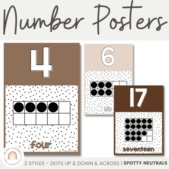 NUMBER POSTERS | SPOTTY NEUTRALS - Miss Jacobs Little Learners