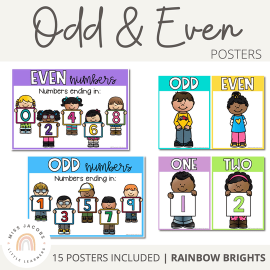 Odd and Even Number Posters | Rainbow Classroom Decor