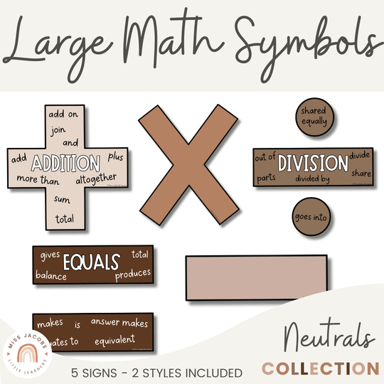Ombre Neutrals Large Math Symbols