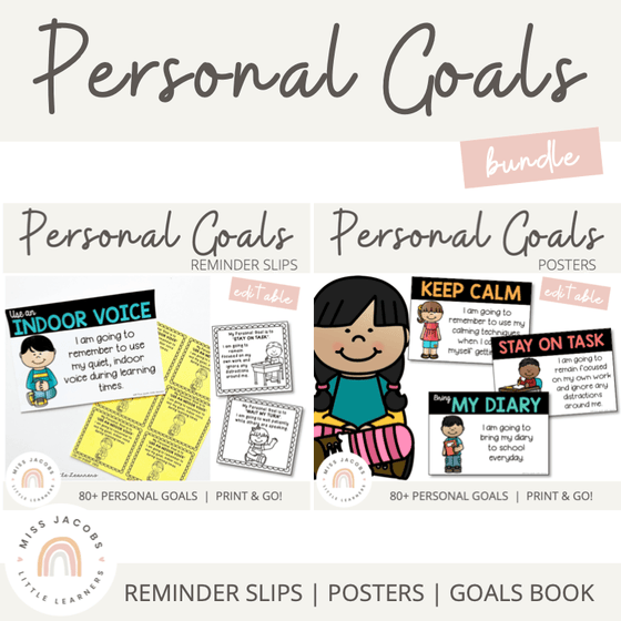 Personal Goal Setting Bundle - for Students - Miss Jacobs Little Learners