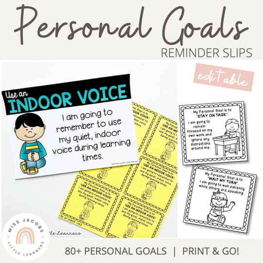 Personal Goals - Student Reminder Slips