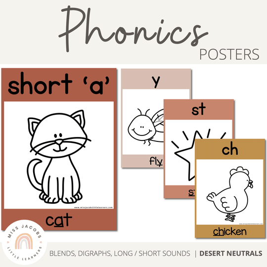 Phonics Posters | BOHO VIBES | Desert Neutrals Decor | Editable