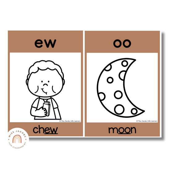 Phonics Posters | Ombre Neutral English Classroom Decor - Miss Jacobs Little Learners