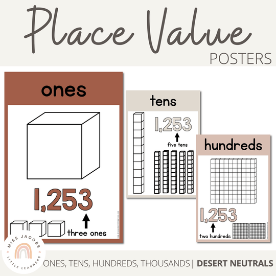 Place Value Posters | DESERT NEUTRALS | Boho Vibes Classroom Decor